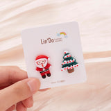 Christmas Gift Cartoon Cute Elk Santa Claus Snowman Christmas Hat  Asymmetrical Soft Clay Drop Earrings for Women Jewelry New Year Gifts