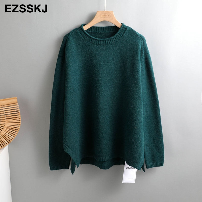 Christmas Gift Autumn Winter O-NECK oversize thick Sweater pullovers Women 2021 loose cashmere  turtleneck Sweater Pullover female Long Sleeve