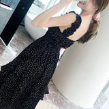 Christmas Gift Dresses Women Elegant Dot Fashionable Chiffon Casual Korean Style Sleeveless Spaghetti Strap Summer Femme Soft Stylish Basic Ins