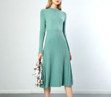 Christmas Gift pure autumn winter bodycon O-neck basic slim A-LINE thick long dress women's dress female basic maix robe dresselegant dress