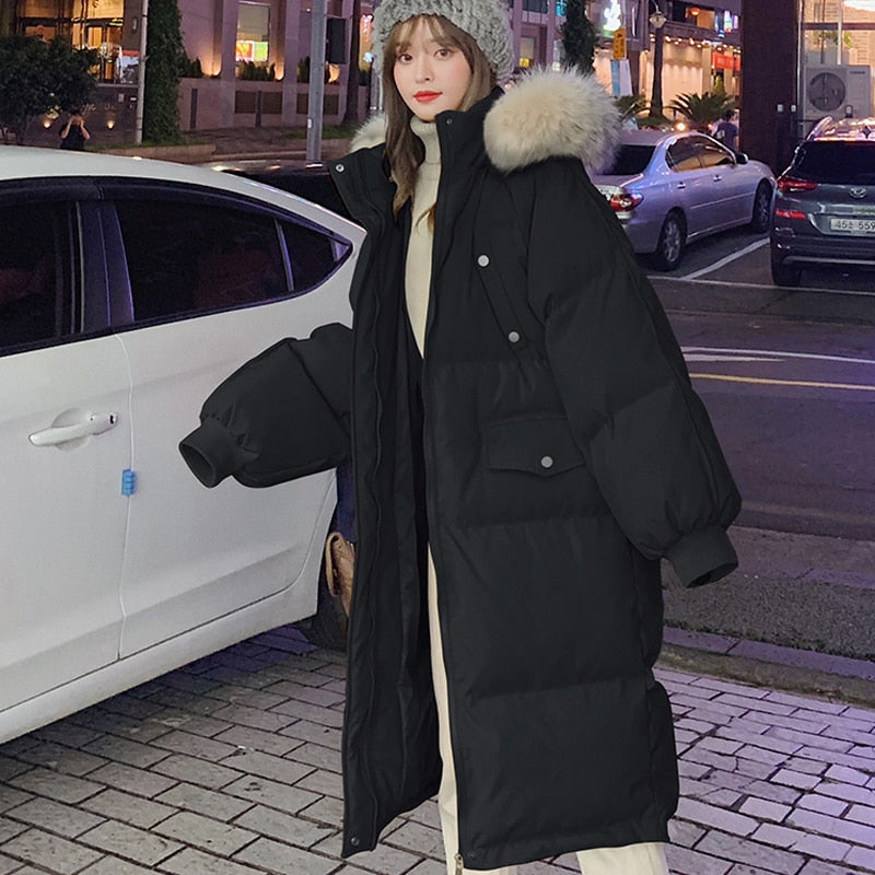 Christmas Gift Women's Winter Down Jackets Coat Oversized Outerwear Hoodies Warm Parkas Fashion Loose Puffer Clothing Female Padded Overcoat Za