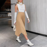 Christmas Gift High street irregular A-line pleated maxi skirt women Fashion high waist bottom dress Causal solid color wrap skirt