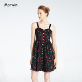 Christmas Gift Marwin New-Coming Summer Women Spaghetti Strap Print Floral Sleeveless Empire Beach Dresses High Street Style