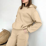 Christmas Gift Hirsionsan Soft Cotton Fleece Women Sets Autumn Winter Thicken Warm Hoodie Sweatshirts and Pants Two Piece Sets Ladies Tracksuit