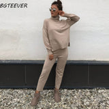 Christmas Gift Casual Sweater Pants Knitted 2 Pieces Set Turtleneck Pullovers & Elastic Waist Pants Women Sweater Sets 2021 Autumn Knitted Set
