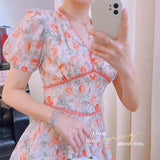 Kukombo Kawaii Floral Short Jumpsuit Women Summer 2022 Lace Print  Casual Elegant Jumpsuit Puff Sleeve Korean Fashion Bohemian Clothes