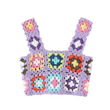 Kukombo Elegant Multi Color Handmade Crochet Tank Tops Women Summer Casual Square Neck Flower Camis High Fashion Cropped Top