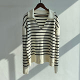Christmas Gift Msfancy Knitted Pullover Women Vintage Black And White Plaid Long Sleeve Sweater 2021 Mujer Chic V-neck Casual Knitted Tops