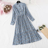 Christmas Gift 2021 Spring and Autumn New Style Floral-Print Chiffon Dress Women's French Vintage Base Dress Fairy Immortal Dress