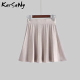 Christmas Gift Knitted Pleated Mini Skirt Women Spring 2021 Short Skirts Womens High Waist Pleated Knit Skirts For Women Vintage Skirt Mini