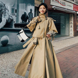 Christmas Gift Brand New Fashion X-Long Women Cloak Khaki Lady Windbreaker Female Trench Coat Spring Autumn Outerwear Clothes Loose Oversize