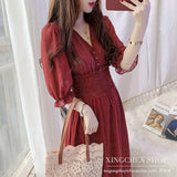 Kukombo Summer Women Printed Ruffles Dress Lady V-Neck Short Sleeve Chiffon Dress Female High Waist A-Line Vestidos