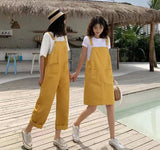 Kukombo Christmas Gift Woman's Denim Jumpsuits + Thin Sloppy Skirt Girlfriend Skirt Pure Black And Yellow Wild Korean Preppy Style 2023 Women Overalls
