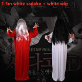 Halloween Kukombo Halloween Carnival Party Adult Cosplay Sadako Costume Female Masquerade Ghost Bride Horror Vampire Make-Up Outsuits Props