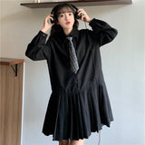 Kukombo Preppy Style Autumn Dress Sets Women New Argyle V-Neck Knitted Vest + Long Sleeve Tie Dress Female Korean Loose One-Piece Suits