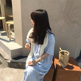 Kukombo New 2022 Women Summer Shirt Dress Single Breasted Oversize Korean Style Vintage Split Lace Up Pure Long Dress DR2628