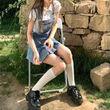 Kukombo Blue Kawaii Denim Women Dress Summer 2022 Harajuku Casual Suspender Pleated Mini Dress Streetwear Chic Korean Fashinon Clothing