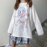 Thanksgiving Gift Japanese Kawaii Girl Summer T-Shirt Cartoon Anime Print Pink Cute Female Sweet Oversized T-Shirt Casual Tops Y2K Mujer Gothic