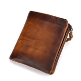 Kukombo Fashion Leather Men's Wallets 2022 New Retro Cowhide Multifunction Zipper Purses Men Solid Color Coin Purses Short Male Wallet