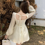Kukombo French Vintage Fairy Dress Women Backless Designer Korean Party Mini Dress Elegant Princess Evening Sweet Kawaii Clothes 2022
