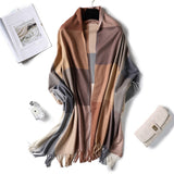 Christmas Gift 2021 warm winter scarf for lady fashion plaid cashmere scarves women shawls and wraps thick high quality pashmina neck bandana