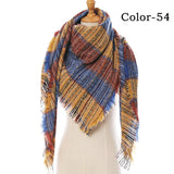 Christmas Gift 2021 New Winter Knitted Scarf Cashmere Pashmina Women Warm Neck Scarves Shawls Plaid Wraps Triangle Stoles Lady Bandana