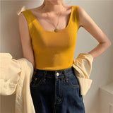 Christmas Gift Vest Female Summer Round Neck Sleeveless Solid Pullover 2021 Korean Style Women's Tops Camisole Crop Top Female Clothing #