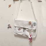Kukombo Waterproof Canvas Messenger Bag Women Large Capacity Crossbody Bags Outdoor School Student Book Computer Laptop Shoulder Bag