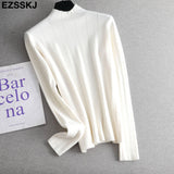 Christmas Gift Basic Slim soft Pure color high neck Sweater pullovers For Women Casual Long Sleeve chic bottom Sweater Female Jumpers top