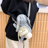 Kukombo 2022 Cute Cartoon Rabbit Bag Fashion Light Canvas Shoulder Bag Girl Student Messenger Bag Mini Bag Doll Bag Accessory Bag