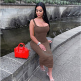 Kukombo ruched women midi shirt dress bodycon sexy sleeveless elegant party backless streetwear 2022 spring summer clothes club