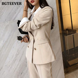Christmas Gift BGTEEVER Elegant Women Blazer Suit Autumn Office Ladies Pant Suits V-neck Belted Blazer & Suit Pants 2021 Work Wear Female Sets