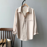 Christmas Gift BGTEEVER Minimalist Loose White Shirts for Women Turn-down Collar Solid Female Shirts Tops 2021 Spring Summer Blouses