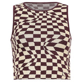 Christmas Gift HEYounGIRL Plaid Knitted Crop Tank Tops Women Summer Vintage Sleeveless Cropped Top Tees Koreank Casual Knitwear Streetwear