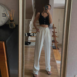 Kukombo 2022 Spring New Office Lady High Quality Elegant Casual Fashion Wide Leg Women Female Pants Hot Sales