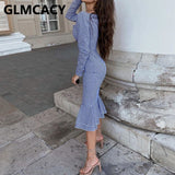 Kukombo Women Square Neck Long Sleeve Bodycon Midi Dress Elegant Chic Ladies Evening Party Dress