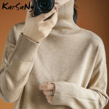 Christmas Gift Black Turtleneck Women Sweater Thick Warn Pullovers For Women Knitted Tops Autumn 2021 Loose Sweater Turtleneck Women's Jumper