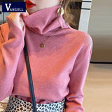 Christmas Gift Solid Turtleneck Knitted Women Pullovers 2021 Autumn Long Sleeve Strech Female Sweater Loose Bottoming Ladies Sweater