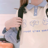 Kukombo Japanese Kawaii Cute Polo Sweatshirt Soft Girl Sweet Anime Harajuku Long Sleeve Hoodie Top School Clothes Autumn 2021