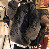 Kukombo Gothic Harajuku Graffiti Oversized Hoodies Women Streetwear Sweatshirt Female Mall Goth Tops Vintage Kpop Grunge