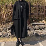 Kukombo Woman Long Coat Fashion Korean Preppy Style Retro Versatile Windbreaker Casual Warm Woolen Coat Oversize 2022 Spring Women Coat