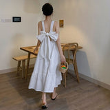 Kukombo 2022 Fashion Elegant Green Dresses New Summer Sling Sweet Dress Sexy Backless Bow Tie Lace Up Clothe Women Vestiods