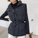 Christmas Gift New 2021 Spring Autumn Women Jackets Vest Quilted Puffer Parkas High-Quality Lace Up Oversize Sleeveless Coat COV2618