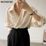 Christmas Gift Casual Turn-down Collar Women Solid Blouses Tops 2022 Autumn Full Sleeve Pocket Female Shirts Elegant Ladies Blusas