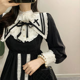 Kukombo  Vintage Lolita Dress Women Black Patchwork Gothic Fairy Midi Dresses Female Elegant Kawaii Princess Korean Party Dress 2022 Fall