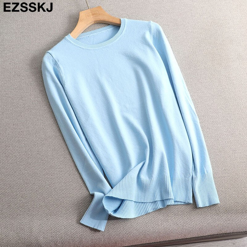 Christmas Gift Autumn Winter O-NECK BASIC  Sweater pullovers Women 2021 Female  loose BOTTOM Sweater Pullover female