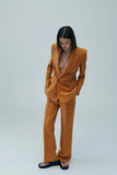 Kukombo Women Autumn New Fashion Long Double Breasted Blazer Coat Vintage Long Sleeve Pockets Female Outerwear Chic