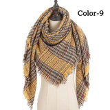 Christmas Gift 2021 New Winter Knitted Scarf Cashmere Pashmina Women Warm Neck Scarves Shawls Plaid Wraps Triangle Stoles Lady Bandana