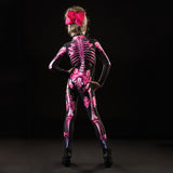 Halloween Kukombo Adult Kid Mother Daughter Halloween Skeleton Cosplay Jumpsuit Pink Rose Women Sexy Skull Scary Costume Girl 3D Print Bodysuit