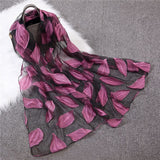 Christmas Gift 2021 New Spring Summer Scarf Women Fashion Leaf Cut Flowers Scarves Elegant Lady's Beach Cove Up Winter Scarf For Women Shawl